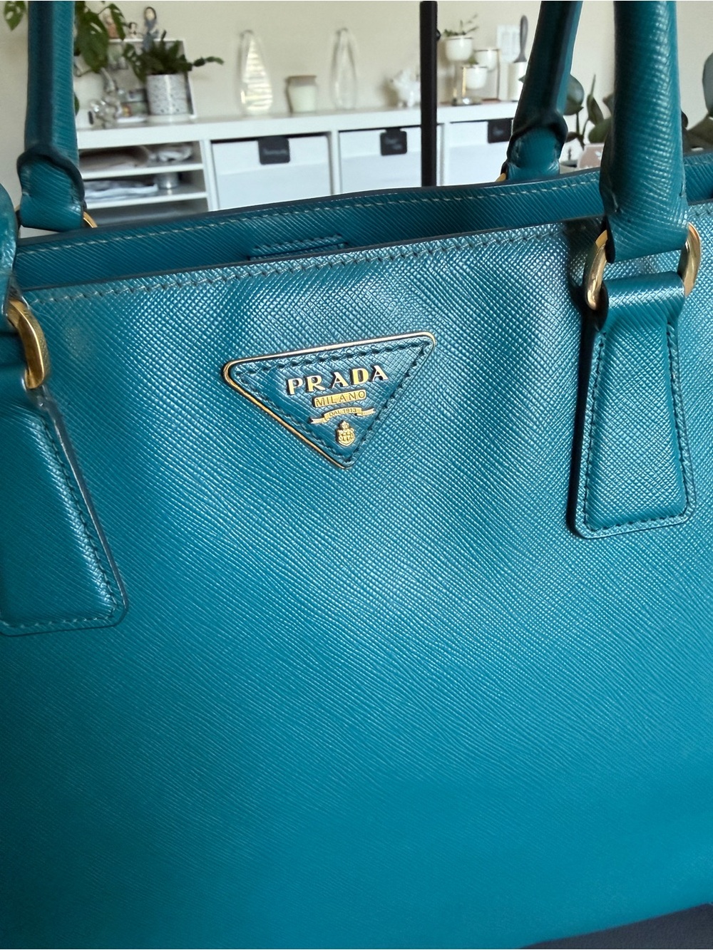 Prada Saffiano Leather Tote - Teal - Picture 2 of 15